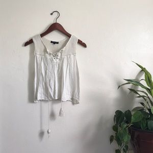 Kendall & Kylie Semi Sheer Off White Crop Top